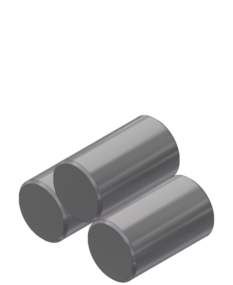 A cylinder in a groove made by two parallell cylinders.