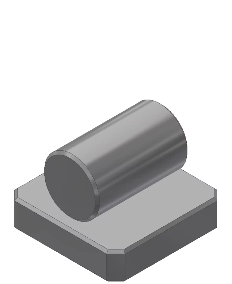 A cylinder in contact with a flat plate.