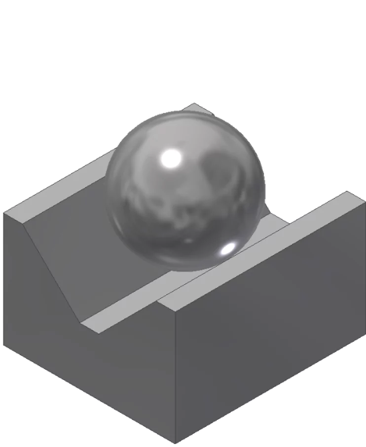 A sphere or ball in a v-groove.