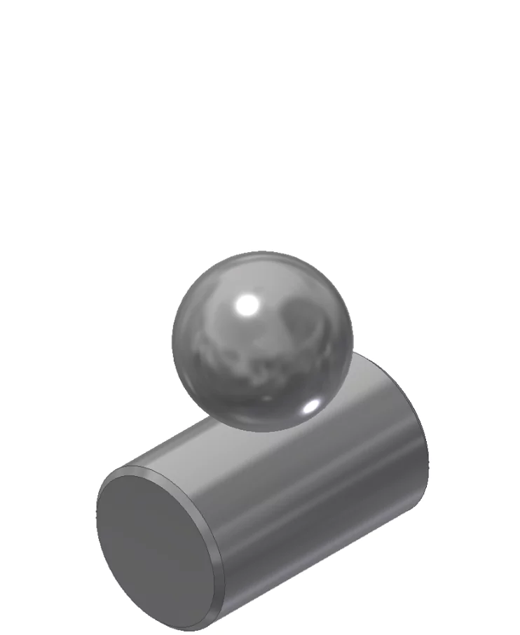 A sphere or ball in contact with a cylinder.