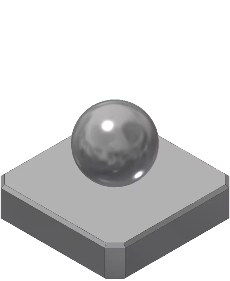 A sphere or ball in contact with a flat plate.