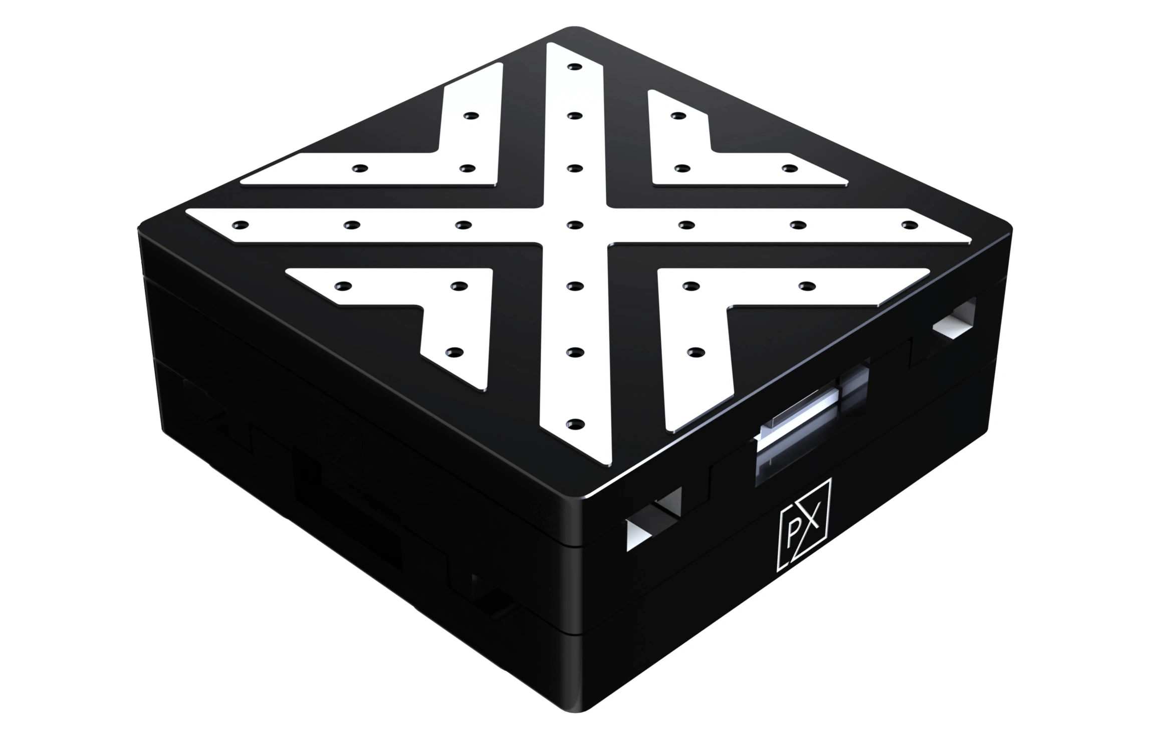 A picture of a 100 mm X 100 mm travel 80045 series dual-axis XY linear positioning system